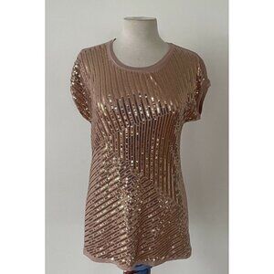 Miroa Women’s Pink Sequin Short Sleeve Top Blouse Size P/S Small
